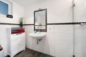 WimbachにあるFerienwohnung Tiboの洗面台と鏡のある白いバスルーム +13枚の写真