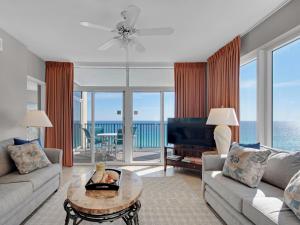 a living room with a view of the ocean at Jade East Towers 1050 by Newman-Dailey in Destin
