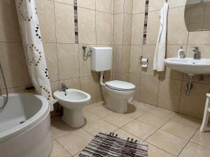 ein Badezimmer mit Toilette, Waschbecken und Badewanne in der Unterkunft Villa Beba - Apartments in Senj + 37 Fotos