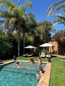 马拉喀什La Ferme Berbere Adult only的一群女孩在游泳池里玩耍