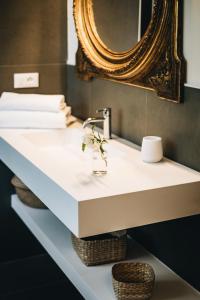a bathroom counter with a sink and a mirror at La Corte di San Rocco in Trento
