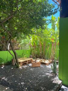 Garður fyrir utan Guava Hostel Serra Grande