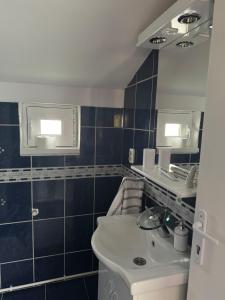 a bathroom with a sink and a mirror at Vila Ema in Bajina Bašta +40 photos