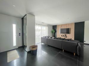 Μια τηλεόραση ή/και κέντρο ψυχαγωγίας στο Maison 8 personnes avec piscine et jacuzzi