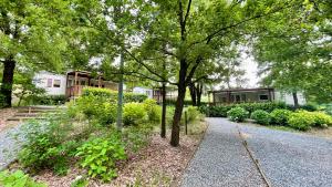 Rocca GrimaldaにあるTenuta Montebelloの木々の家の前の通路
