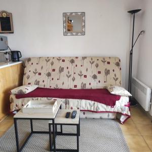 a living room with a couch and a table at Appartement les Angles in Les Angles