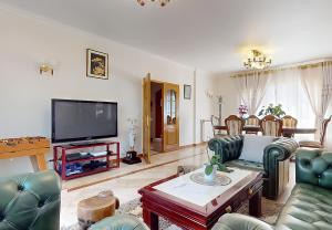 a living room with couches and a flat screen tv at Stunning House 5-Bedrooms for 9P- 20min from Paris in Le Blanc-Mesnil