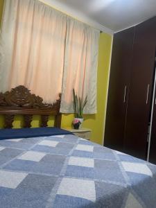 a bedroom with a bed and a window at Cantinho dos pássaros in Coronel Fabriciano