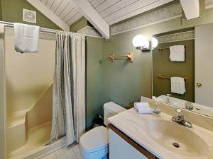 a bathroom with a sink and a toilet and a shower at Bear Feet in Oakland +34 photos