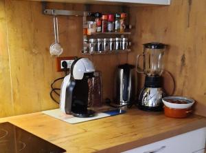 a kitchen counter with a coffee maker and a blender at Apartment Stella Casa Bruno in Vrsi