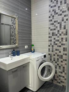 Koupelna v ubytování Filikouri Rooms