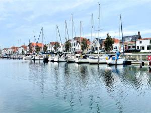 a bunch of boats docked in a harbor at Holiday Home Brouwershaven by Interhome in Brouwershaven
