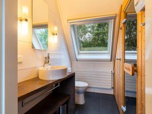 a bathroom with a sink and a toilet at Holiday Home Bungalowpark It Wiid by Interhome in Eernewoude
