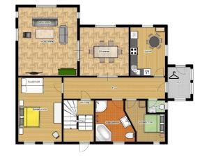 a floor plan of a house at Gemütliche Ferienwohnung in Krina mit Garten und Grill in Krina