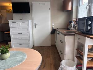 Dapur atau dapur kecil di Ferienwohnung Waldblume mit E-Ladestation