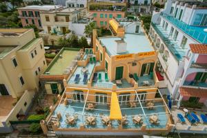 an aerial view of a building in a city at Hotel Rivamare in Ischia