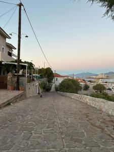 a stone road with a bird walking down it at Koralia Summer House in Lióta