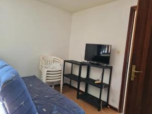 Televisyen dan/atau pusat hiburan di Appartement confortable à Pietrosella 40 m² avec jardin
