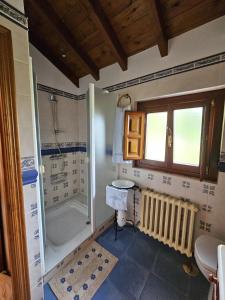 a bathroom with a shower and a sink at La Pipa in Cangas de Onís +7 photos