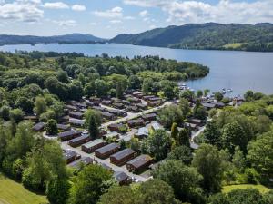 an aerial view of a resort on a lake at Ridgway Lodge in Windermere