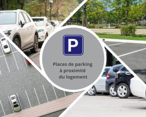 a picture of a parking lot with cars parked at L'Espaly - appartement rénové, 600 m du centre historique in Espaly-Saint-Marcel