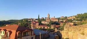 a view of a small town with a city at Guest House Alazani Valley in Sighnaghi