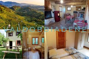 two pictures of a house with a view of a mountain at La Caneveta al Piave in Valdobbiadene