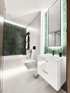 BoginiaにあるHotel Boginiaの洗面台とトイレを備えた白いバスルーム