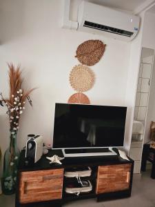 un soggiorno con TV su un tavolo di ALIZENZO a Le Diamant