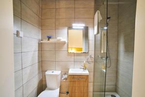a bathroom with a toilet and a sink and a shower at Baron Faro - Guest House in Faro +30 photos