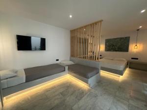 Televízia a/alebo spoločenská miestnosť v ubytovaní Aphrodite Hotel & Apartments