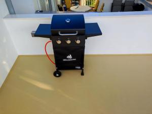 a blue table with a box on top of it at Riva in Klenovica