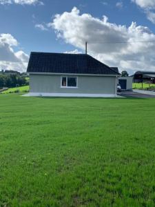 a small white house with a window in a green field at Farmer's Cottage in Puckaun +10 photos