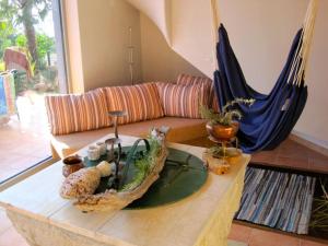 a living room with a couch and a coffee table at Appartement Balthasar - Turm Krk in Sveti Vid-Miholjice +20 photos