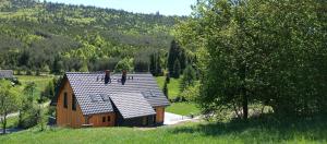 a house with a roof on top of a hill at Ostoya Skalanka KDN in Zwardoń