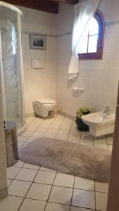 a bathroom with a sink and a toilet and a shower at Plage Miramar in La Londe-les-Maures