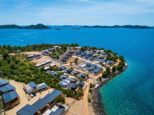 an aerial view of a resort next to the water at Mobile home Dragon Bay - Fimen in Drage