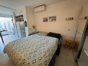a bedroom with a large bed in a room at Grand studio rénové avec terrasse et clim ! in Cap d'Agde