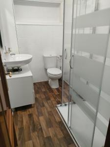 a bathroom with a toilet and a sink at Apartamento vacacional en Playa del Vao - Corujo in Vigo