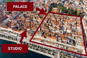 Nespecifikovaný výhled na destinaci Split nebo výhled na město při pohledu z apartmánu