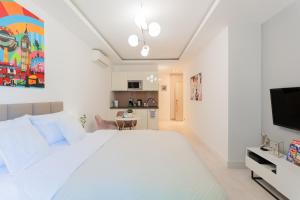 Televízia a/alebo spoločenská miestnosť v ubytovaní PLATER PREMIUM APARTMENTS