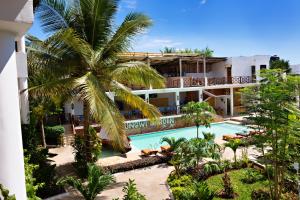 an aerial view of a resort with a swimming pool at Nungwi Garden Boutique Hotel in Nungwi