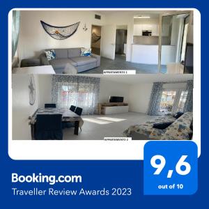 two pictures of a living room and a bedroom at Bilocale completamente rinnovato a 100 metri dal mare con giardino in Marina di Massa