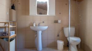 a bathroom with a sink and a toilet at Τhemis House in Chania Town +7 photos
