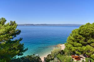 a view of a large body of water with trees at Apartment Miranda in Brela
