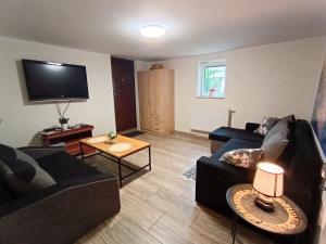 Televízia a/alebo spoločenská miestnosť v ubytovaní Apartament Nadmorski