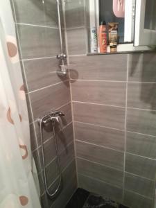 a shower in a bathroom with a tile wall at Dolores in Tešanj +78 photos