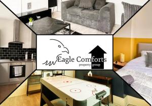 a collage of pictures of a kitchen and a room at 5 Bedroom House-20 percent off monthly stays in Neepsend