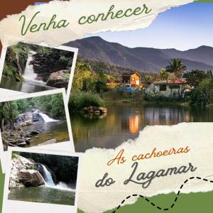a collage of photos of a river and mountains at Lagamar Eco Hotel in Cananéia