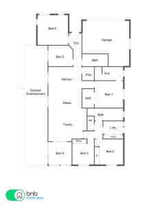 a floor plan of a house at Ophir - Large Entertainer, Sleeps 11 in Bathurst